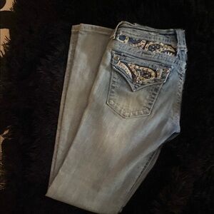 Classic Blue Straight Leg Jeans with Worn Look